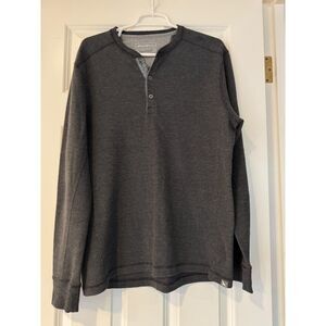 Men's EDDIE BAUER Long Sleeve Gray Henley Size Medium